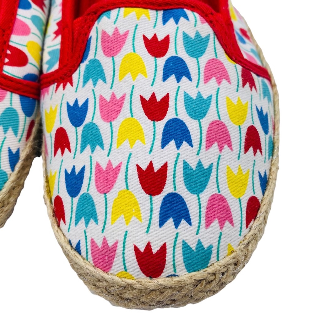 Hanna Andersson Girls Tanja Espadrille Slip On Shoes Size 4 Red Colorful Tulips - Picture 4 of 12